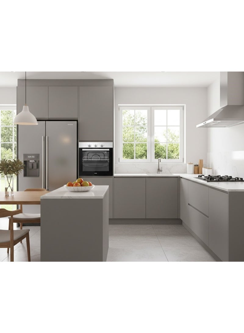 Simfer Built-In Gas Oven 60 cm Stainless Steel, Mechanical Timer, Turbo Fan, Cooling Fan, Italian Oven & Grill Burners, LED Oven Light, Triple Glass Door (Low-E), Hydraulic Hinges, Auto Ignition, Full Safety – Model BO60SG01 - Image 3